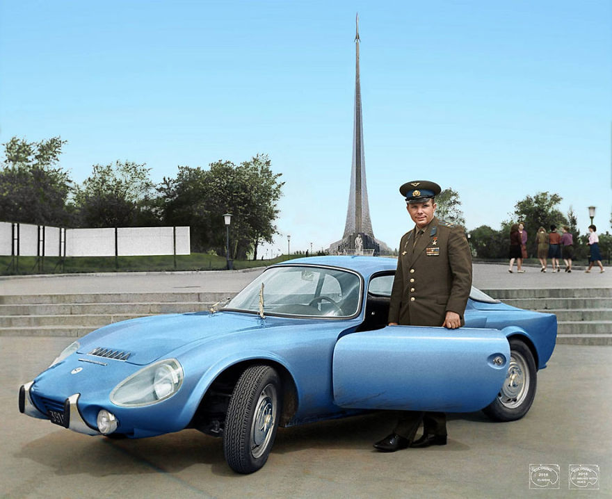 Юрий Гагарин со своей Matra Bonnet Djet Vs Coupe, 1965 г. Юрий Гагарин со своей Matra Bonnet Djet Vs Coupe, 1965 г.